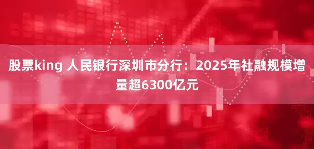 股票king 人民银行深圳市分行：2025年社融规模增量超6300亿元